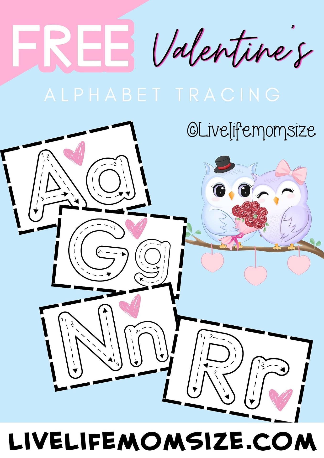 Free pastel Valentine's Day Alphabet printable.